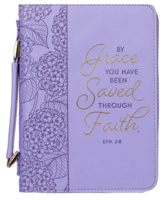 POCHETTE BIBLE SAVED BY GRACE LARGE LAVANDE EPH2.8