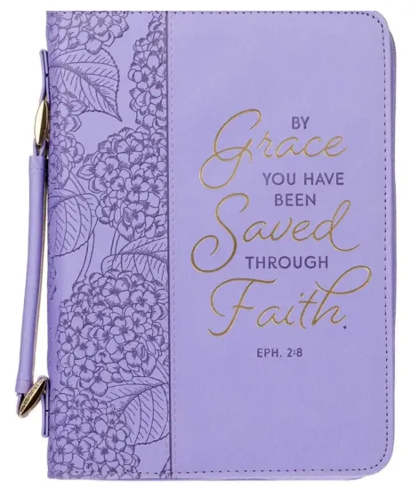 POCHETTE BIBLE SAVED BY GRACE LARGE LAVANDE EPH2.8