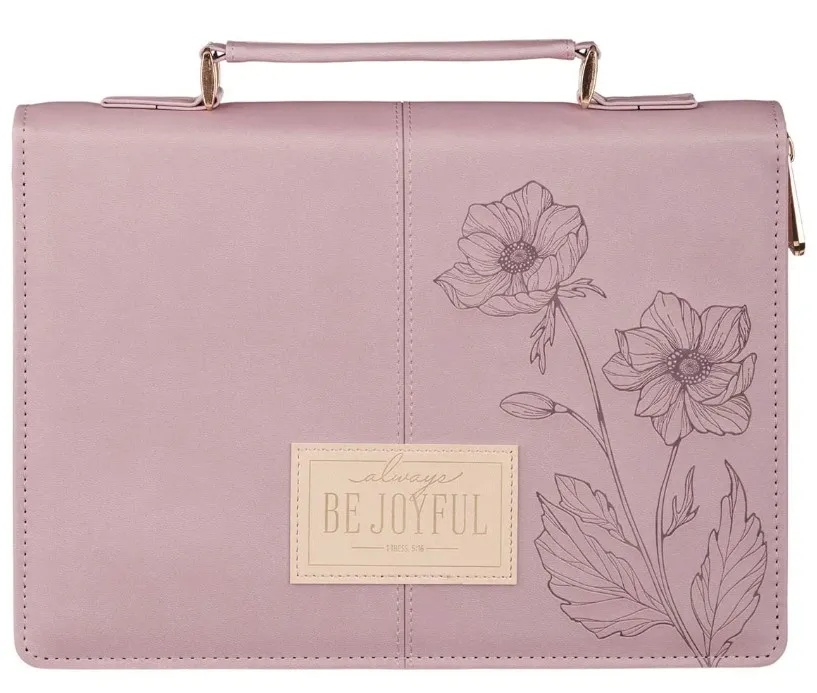 POCHETTE BIBLE LARGE ALWAYS BE JOYFULL MAUVE 1 THESS 5.16