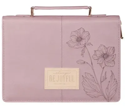 POCHETTE BIBLE LARGE ALWAYS BE JOYFULL MAUVE 1 THESS 5.16