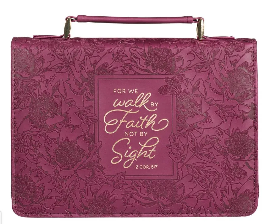 POCHETTE BIBLE LARGE - WALK BY FAITH - 2 COR 5, 7 BORDEAUX