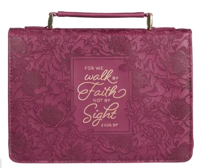 POCHETTE BIBLE LARGE - WALK BY FAITH - 2 COR 5, 7 BORDEAUX