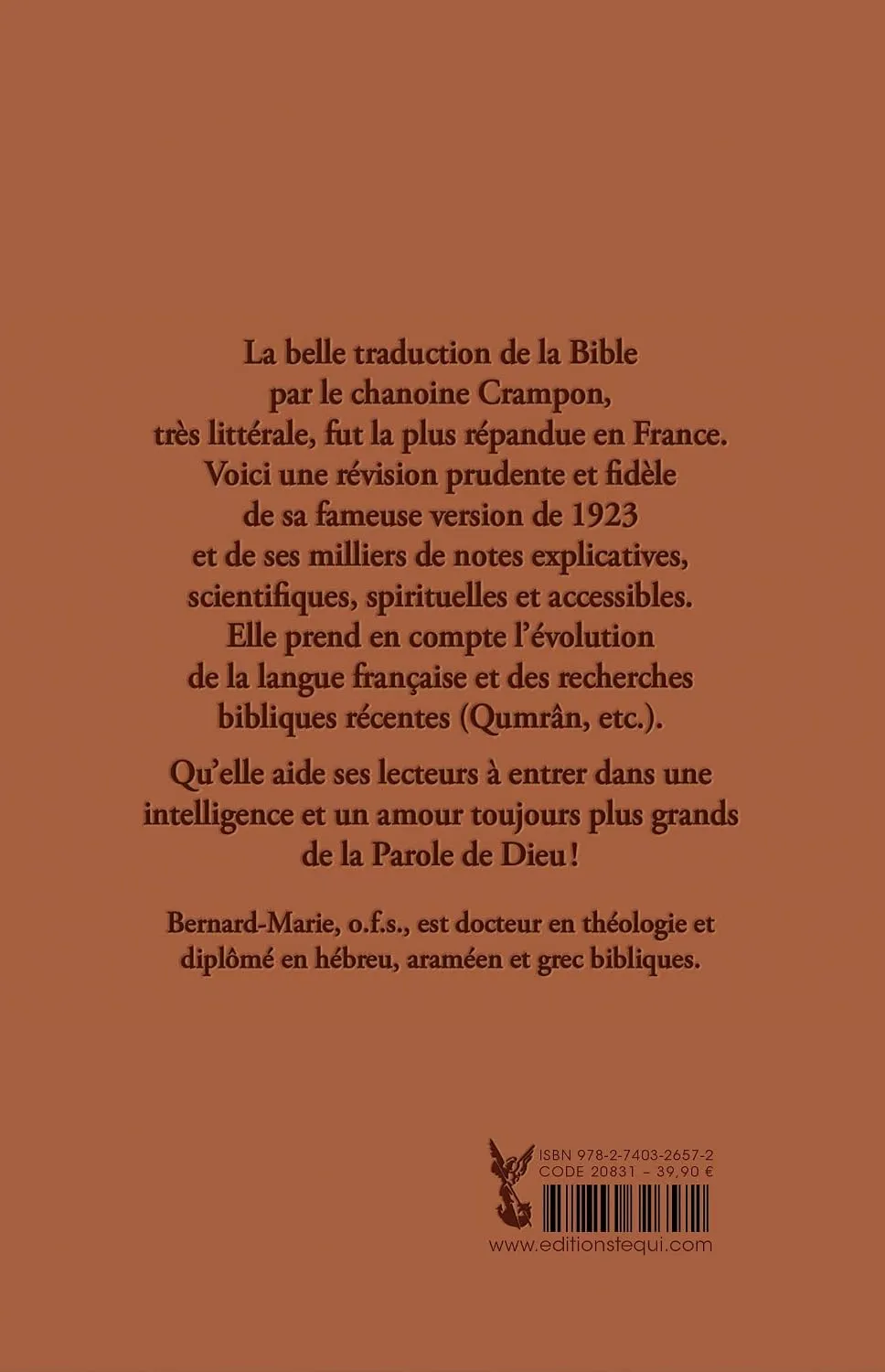 BIBLE CRAMPON 1923 REVISEE 2023 RIGIDE MARRON