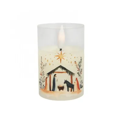 MINI BOUGIE LED DANS UN BOUGEOIR EN VERRE CRECHE