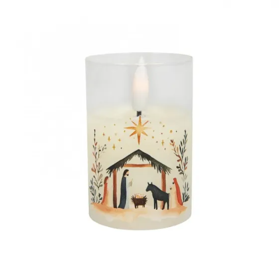 MINI BOUGIE LED DANS UN BOUGEOIR EN VERRE CRECHE