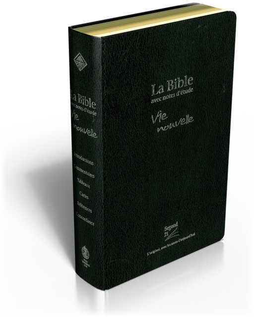 BIBLE SEGOND 21 VIE NOUVELLE SOUPLE FIBROCUIR NOIR TR. OR, ONGLETS IMPR ...