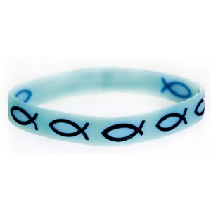 BRACELET PLASTIQUE BLEU CIEL ICHTUS BLEU FONCE 1137