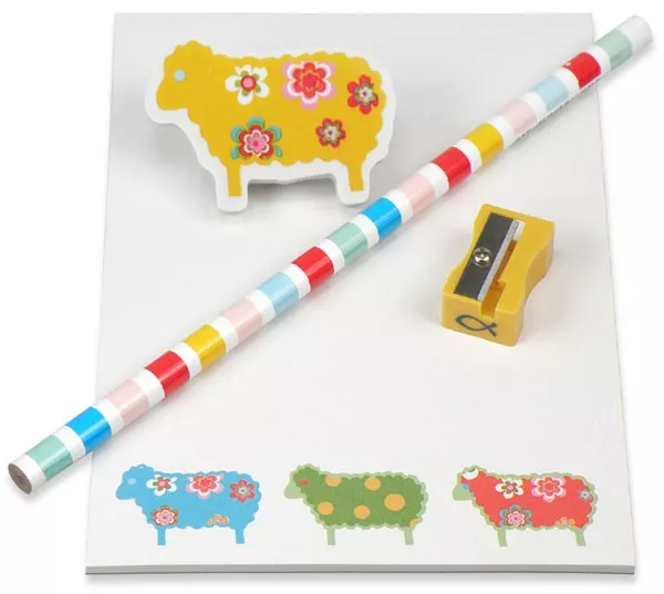 BLOC NOTES MOUTONS AVEC CRAYON GOMME TAILLE CRAYON  72776
