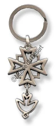 PORTE-CLES CROIX HUGUENOTE SATINE