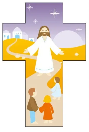 CROIX BOIS JESUS+ENFANTS LE SOIR 812