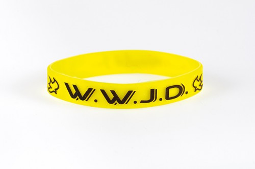 BRACELET WWJD JAUNE T.U. SILICONE