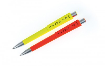 STYLO BE HAPPY JAUNE FLUO ECRITURE NOIRE - 4570