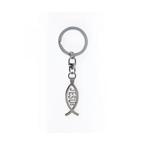 PORTE-CLES ICHTUS JESUS METAL 10CM