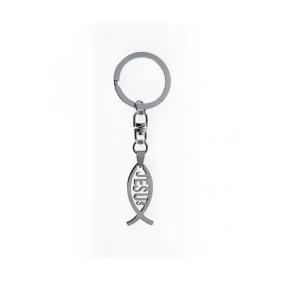 PORTE-CLES ICHTUS JESUS METAL 10CM