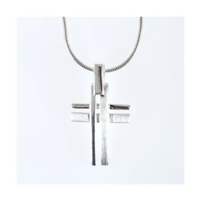 COLLIER AVEC PENDENTIF CROIX ARGENT BRILLANT ET POLI