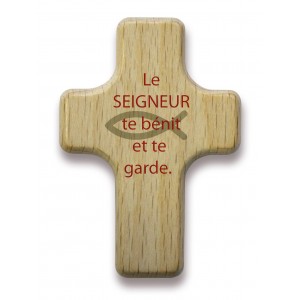 MINI CROIX EN BOIS LE SEIGNEUR TE BENISSE ET TE GARDE