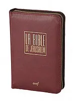 BIBLE DE JERUSALEM POCHE SOUPLE CUIR BORDEAUX TRANCHE OR FERMETURE ECLAIR