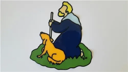 VITROPHANIE DE NOEL : LE BERGER AVEC SON CHIEN