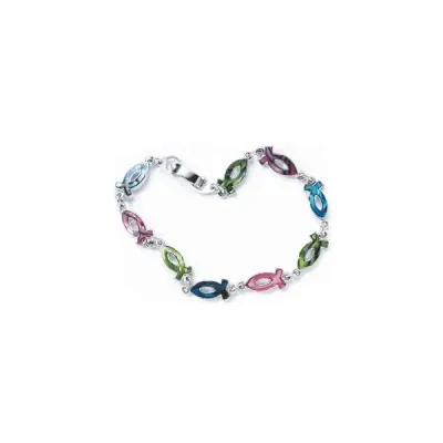 BRACELET POISSONS EN NACRE COLOREE