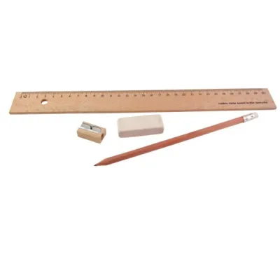 REGLE, CRAYON DE PAPIER, TAILLECRAYON EN BOIS AVEC GOMME