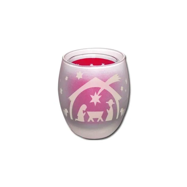 VERRE A BOUGIE 3D ROUGE CRECHE