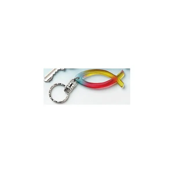 PORTE-CLES ICHTUS ARC EN CIEL