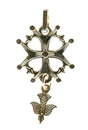 Porte-clé en liège naturel coloré Christ en croix
