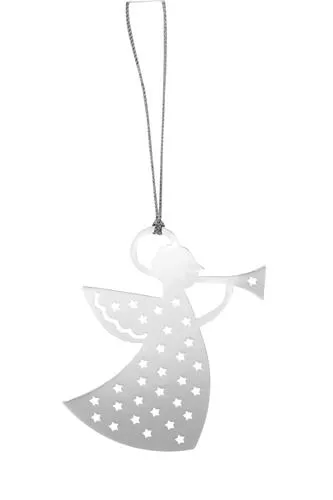 DECORATION DE SAPIN ANGE METAL POLI 6X7.5 CM