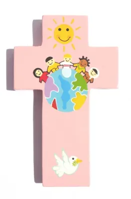 CROIX ENFANT MONDE PM ROSE 108