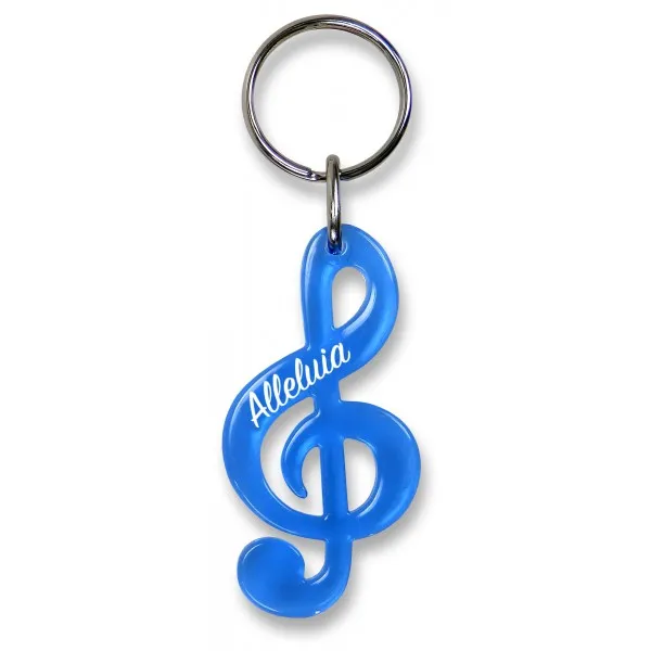 PORTE-CLES CLE DE SOL BLEU "ALLELUIA"
