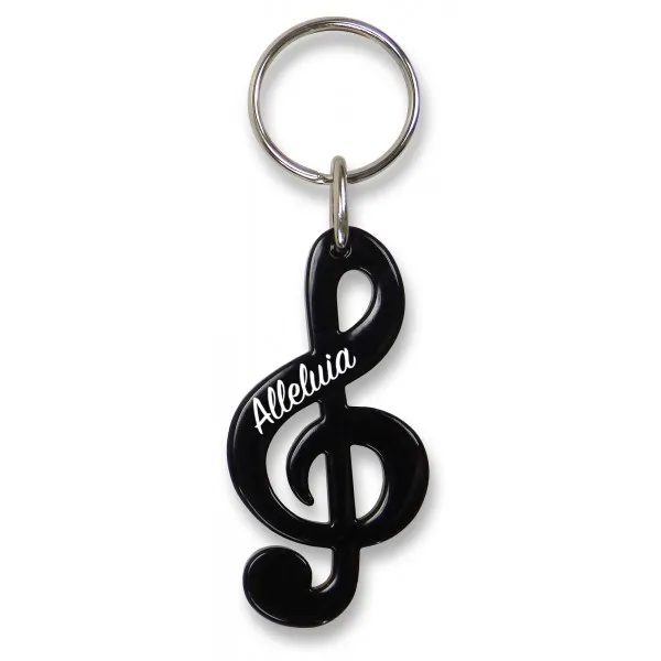PORTE CLES CLE DE SOL NOIRE "ALLELUIA"