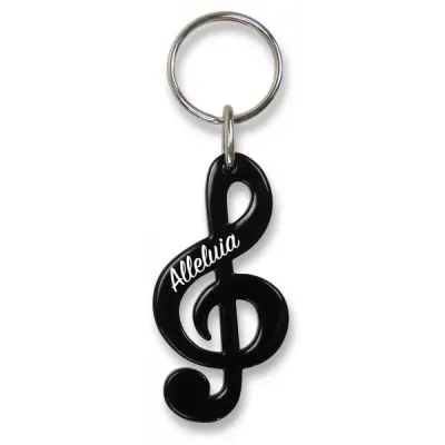 PORTE CLES CLE DE SOL NOIRE "ALLELUIA"