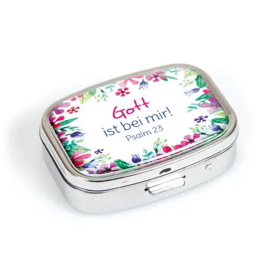 MINI PILULIER EN METAL AVEC MOTIF FLORAUX