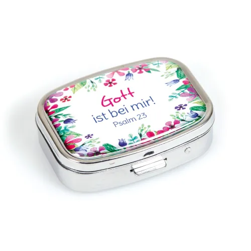 MINI PILULIER EN METAL AVEC MOTIF FLORAUX