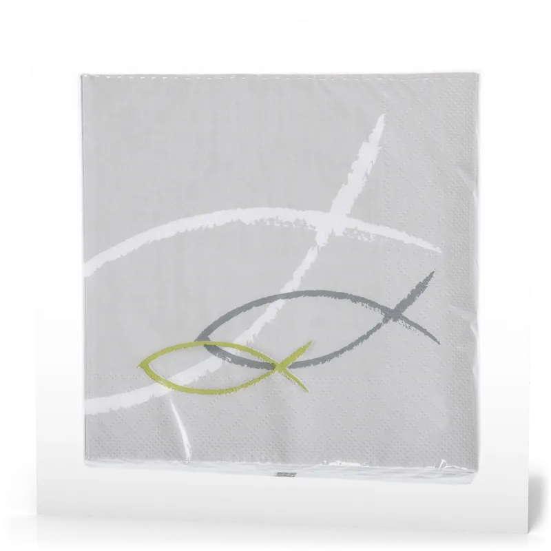 SERVIETTES ICHTUS GRIS ET VERT