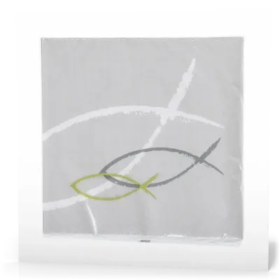 SERVIETTES ICHTUS GRIS ET VERT