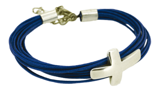 BRACELET CORDE BLEU CROIX  BT645B