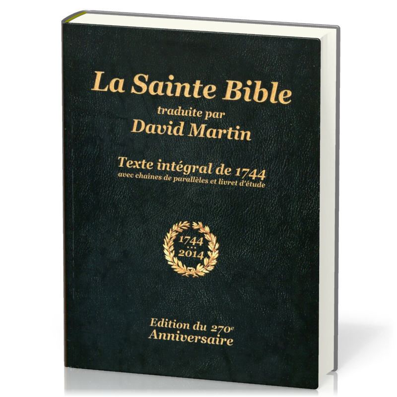 BIBLE MARTIN 1744 RIGIDE AVEC CHAINES DE PARALLELES ET LIVRET D'ETUDE, EDITION D