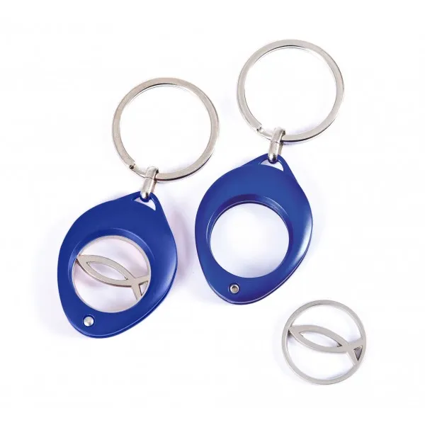PORTE-CLES METAL BLEU ET SON JETON ICHTUS
