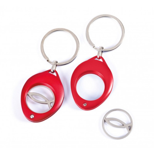 PORTE-CLES METAL ROUGE ET SON JETON ICHTUS