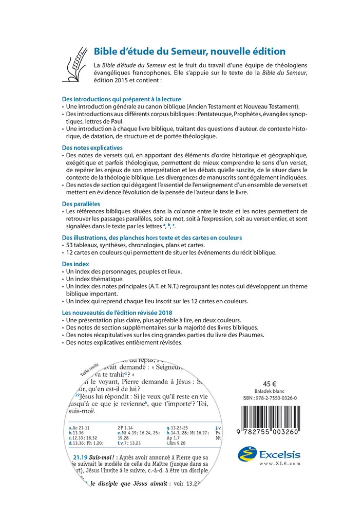 BIBLE SEMEUR 2015 ETUDE RIGIDE BLANCHE TRANCHE DOREE