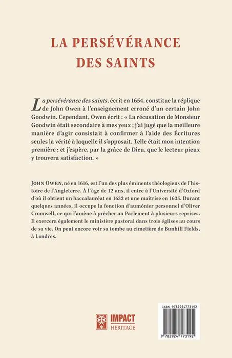 PERSEVERANCE DES SAINTS (LA)