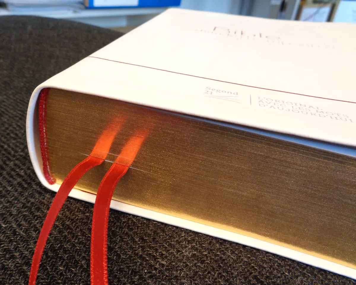 BIBLE SEGOND 21 D'ETUDE THOMPSON 21 SELECTION SOUPLE BLANCHE TRANCHES DOREE
