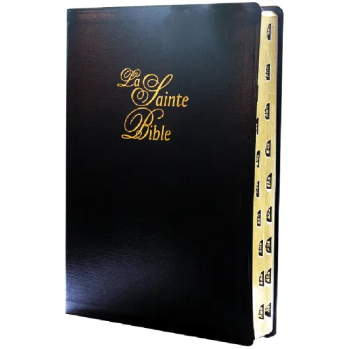 BIBLE SEGOND 1910 GROS CARACTERES SOUPLE CUIR TR. OR ONGLETS NOIRE MARQUES PAGES