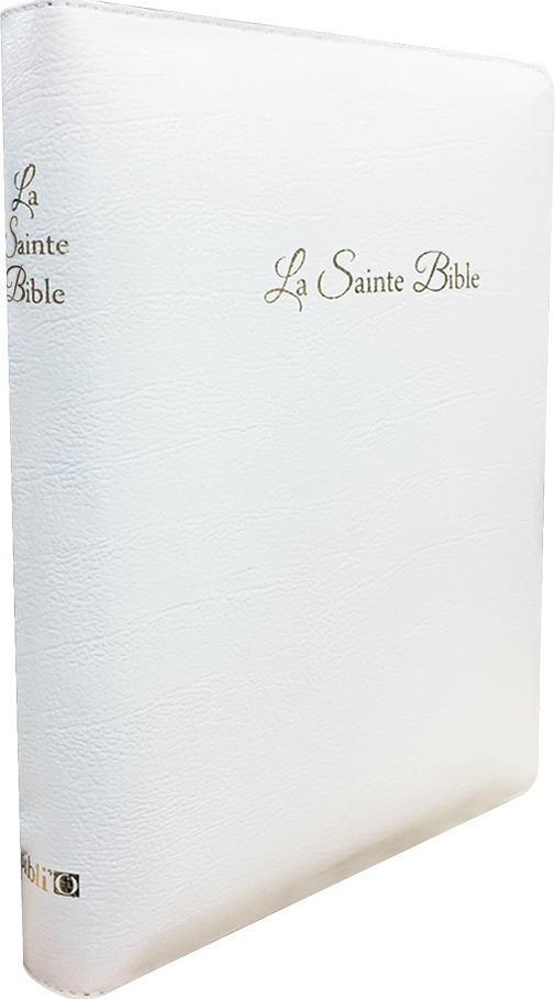 BIBLE SEGOND 1910 GROS CARACTERES SOUPLE CUIR TR. OR ONGLETS BLANC FERMETURE ECLAIR COFFRET