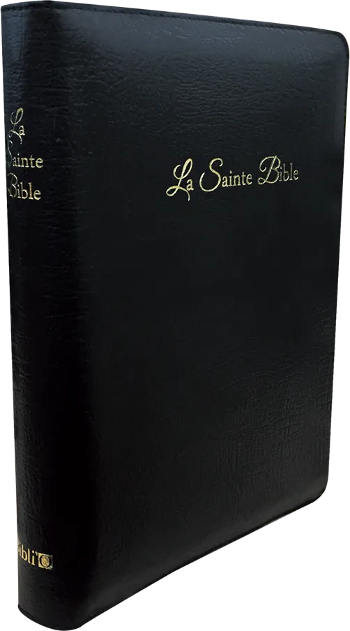 BIBLE SEGOND 1910 GROS CARACTERES SOUPLE CUIR TR. OR ONGLETS NOIR FERMETURE ECLAIR + COFFRET