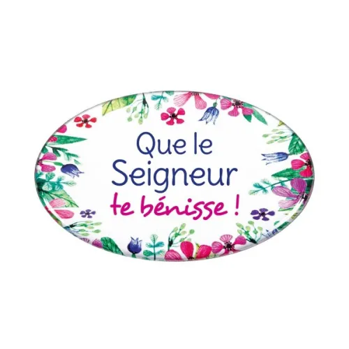 MAGNET AVEC MOTIFS FLORAUX - QUE LE SEIGNEUR TE BENISSE