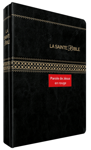 BIBLE SEGOND 1910 SIMILICUIR NOIR TRANCHE OR ONGLETS - PAROLES DE JESUS EN ROUGE