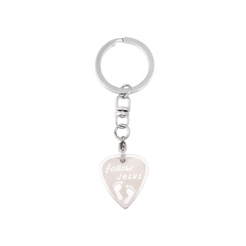 PORTE-CLES METAL "FOLLOW JESUS" AVEC PIEDS