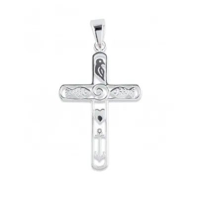 PENDENTIF CROIX ET SYMBOLES ARGENT STERLING